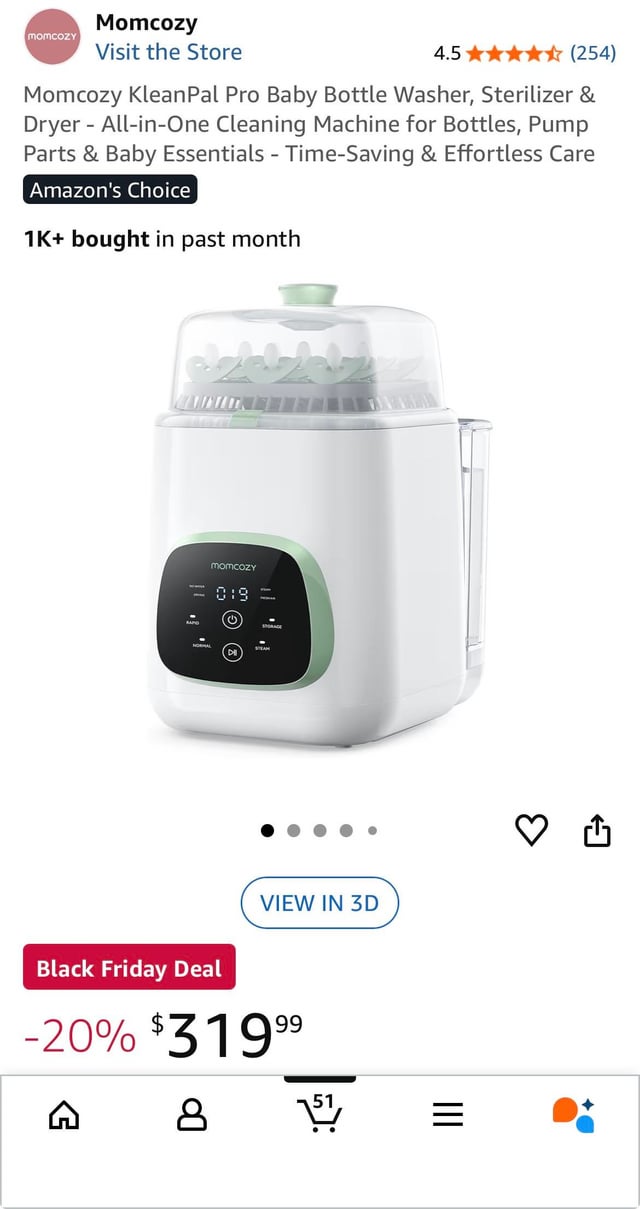 Momcozy KleanPal Pro Lavadora Esterilizadora y Secadora de Biberones