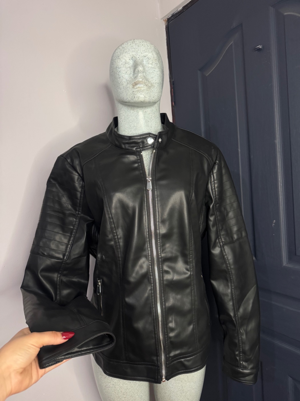 Chaqueta de cuero negro para mujer talla XL 💕