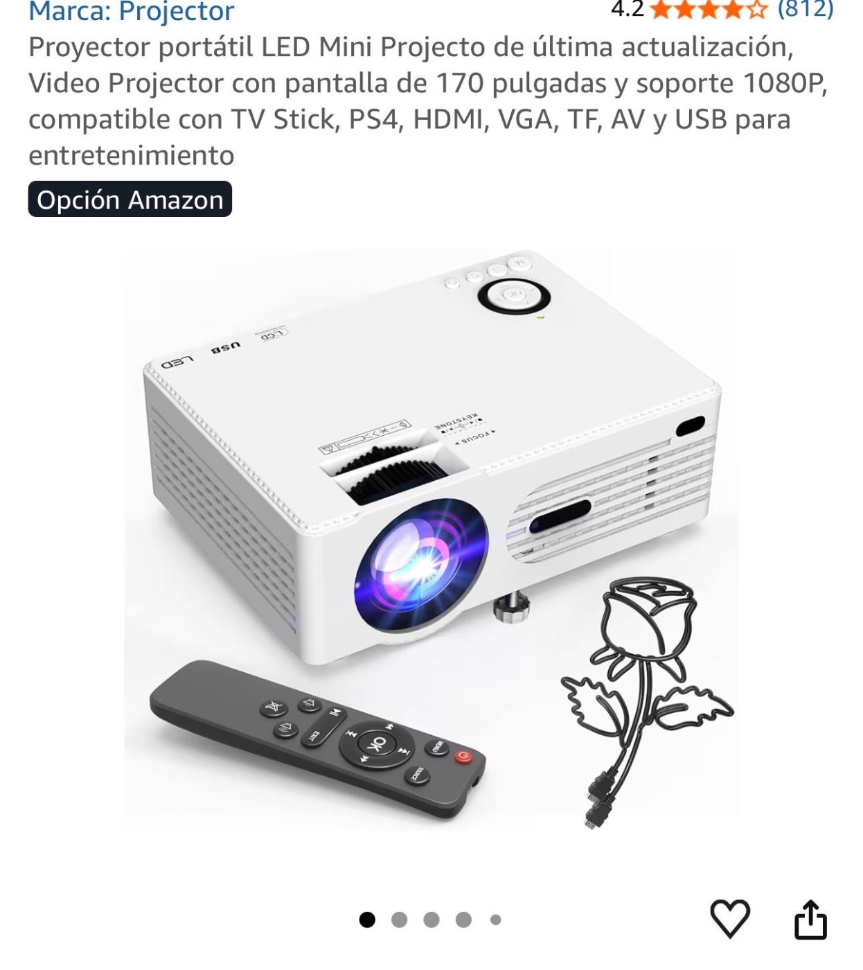 Proyector portátil LED Mini Projector (170”/1080P) - HDMI/USB