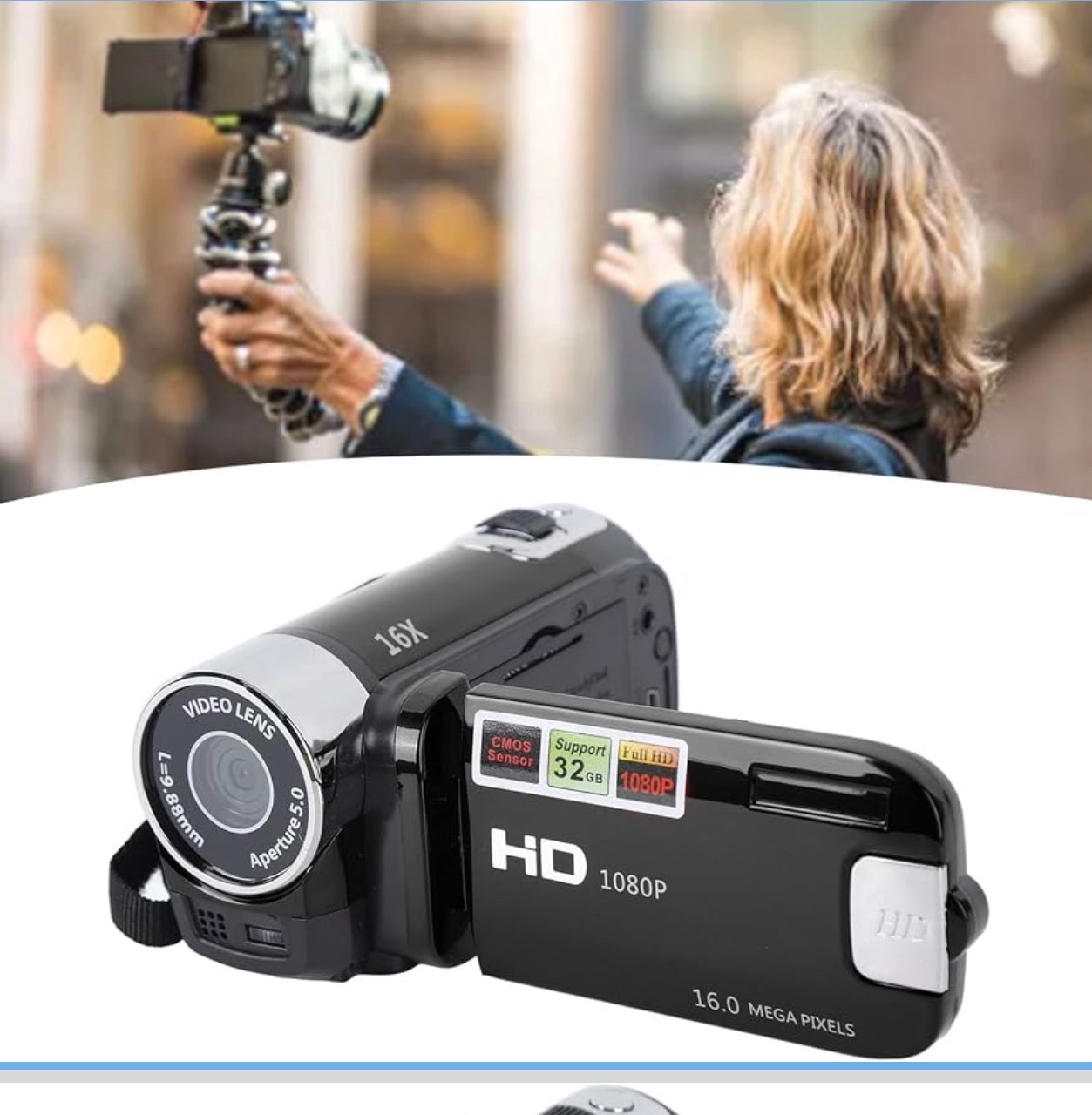 Cámara de video 1080P 16MP con sensor CMOS y lente 16X