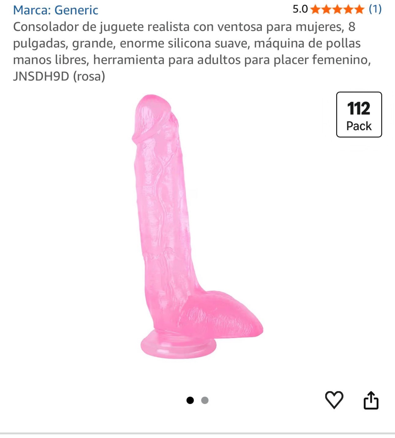 Juguete sexual de silicona rosado (8 pulgadas) 💕🐰