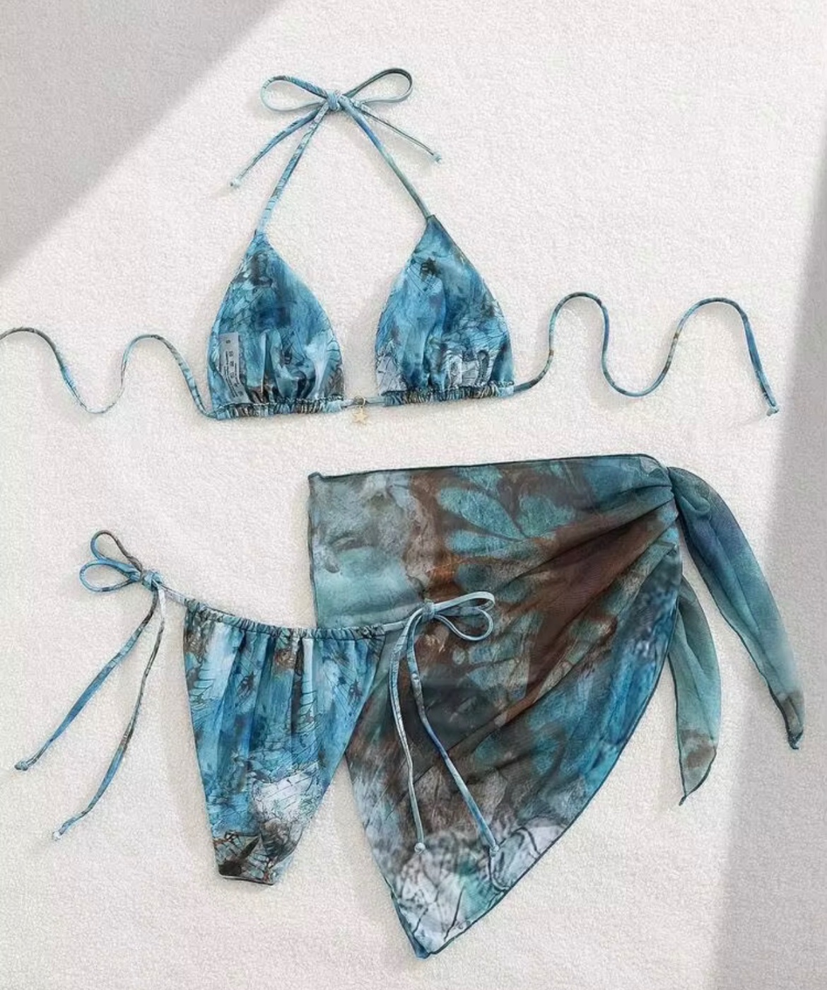 Bikini y Saran de Tela Tye-Dye Talla S!🌊🐙