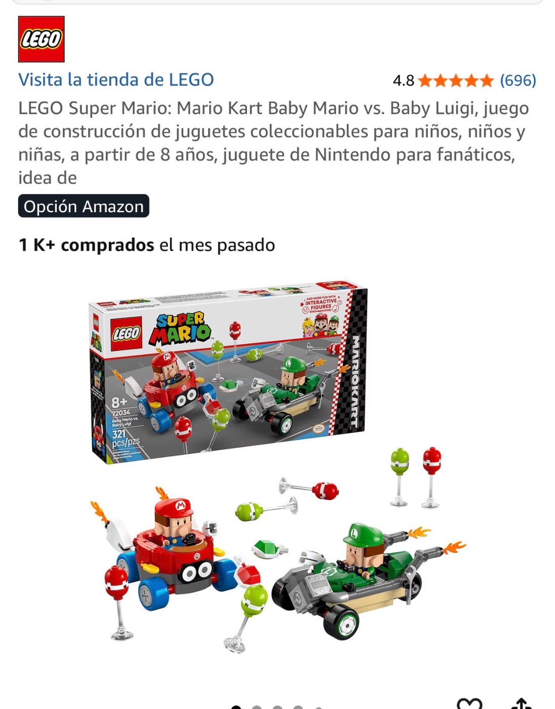 (DETALES EN LA CAJA) LEGO Super Mario: Mario Kart Baby Mario vs. Baby Luigi (72034)