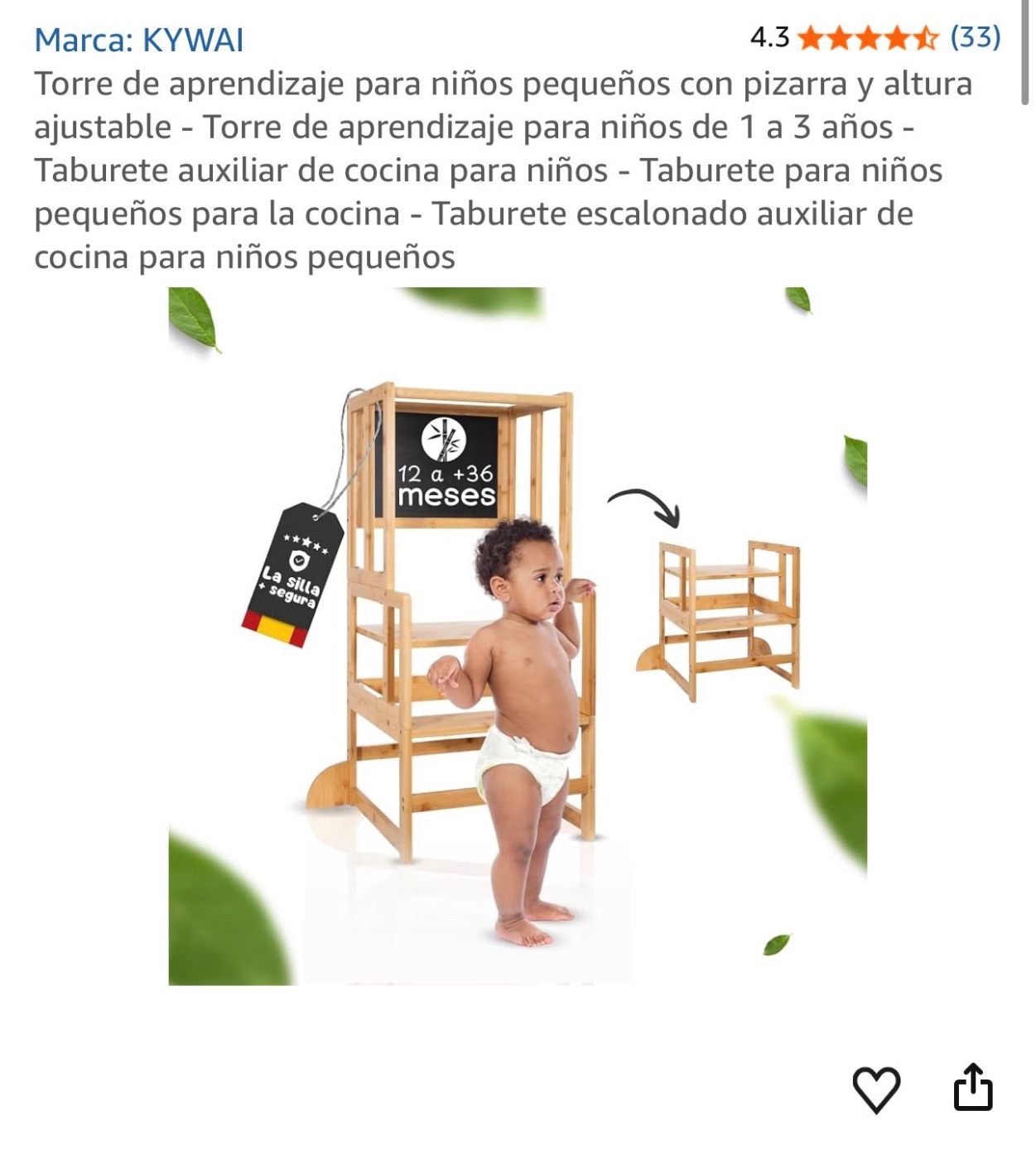 KYWAI Torre de aprendizaje con pizarra (altura ajustable)