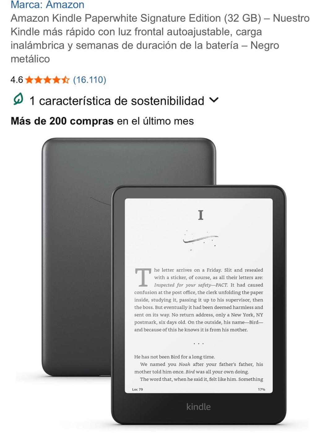 Amazon Kindle Paperwhite Signature Edition (32 GB) - Negro